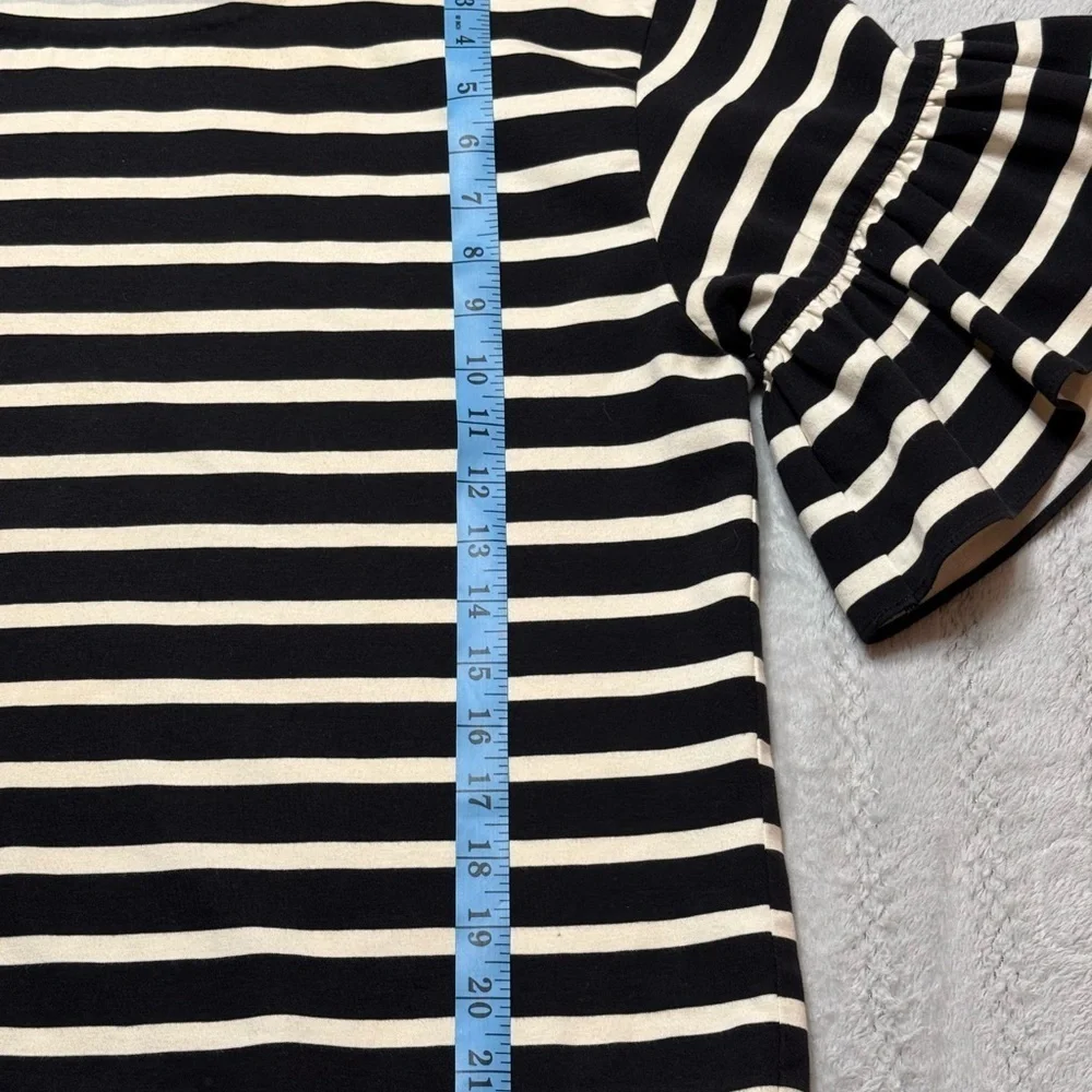 JCREW Ruffle Sleeve Tee In Black Cream